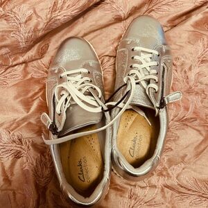 Clarks Metallic Silver Athletic Sneakers as 11